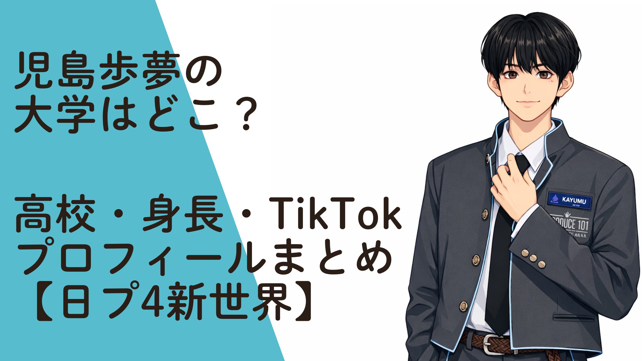 児島歩夢の大学はどこ？高校・身長・TikTokプロフィールまとめ【日プ4新世界】