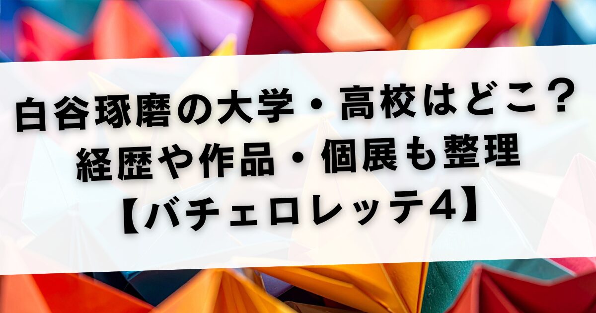 白谷琢磨の大学・高校はどこ？経歴や作品・個展も整理【バチェロレッテ4】